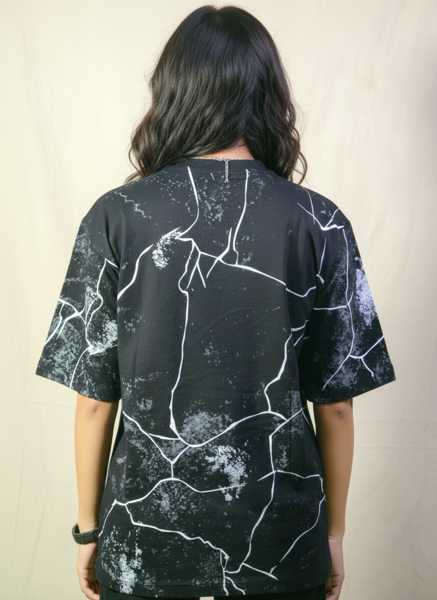 Unreal Portraits T-Shirt Women | 280 Heavy GSM Black Crack Print