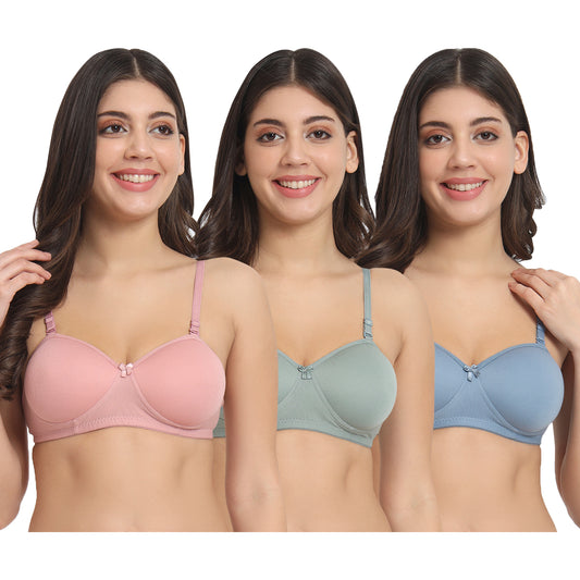Women’s Lightly Padded Half Cup Bra – Everyday Comfort & Elegant Fit (Pack of 3)