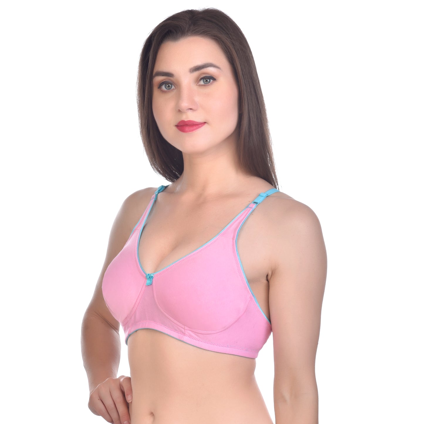 Soft & Lightly Padded Contrast Bra – Wire-Free Support (Pack of 3)