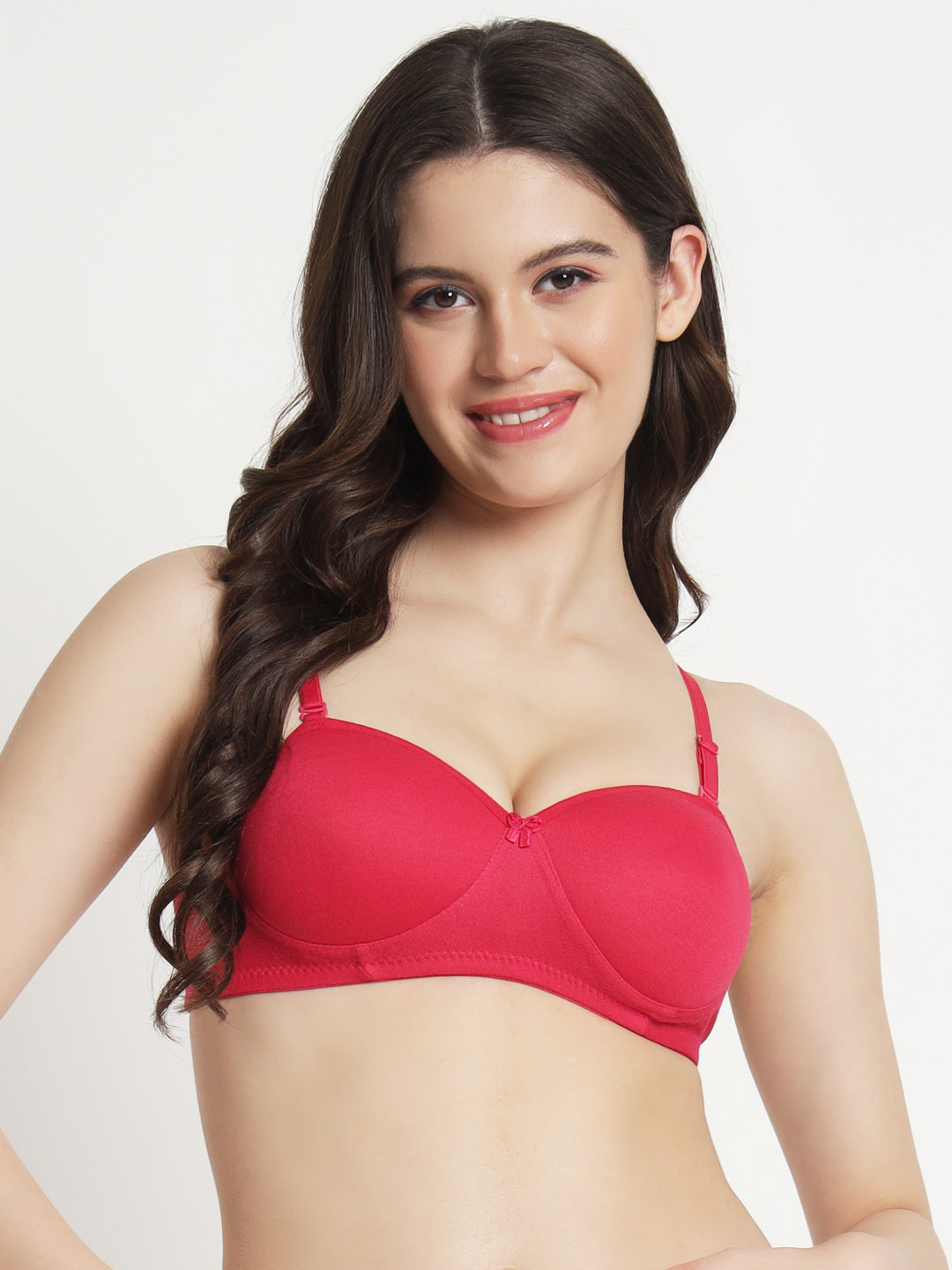 Women’s Lightly Padded Cotton Blend Bra (Pack of 3 – Red, Black & Teal Green)