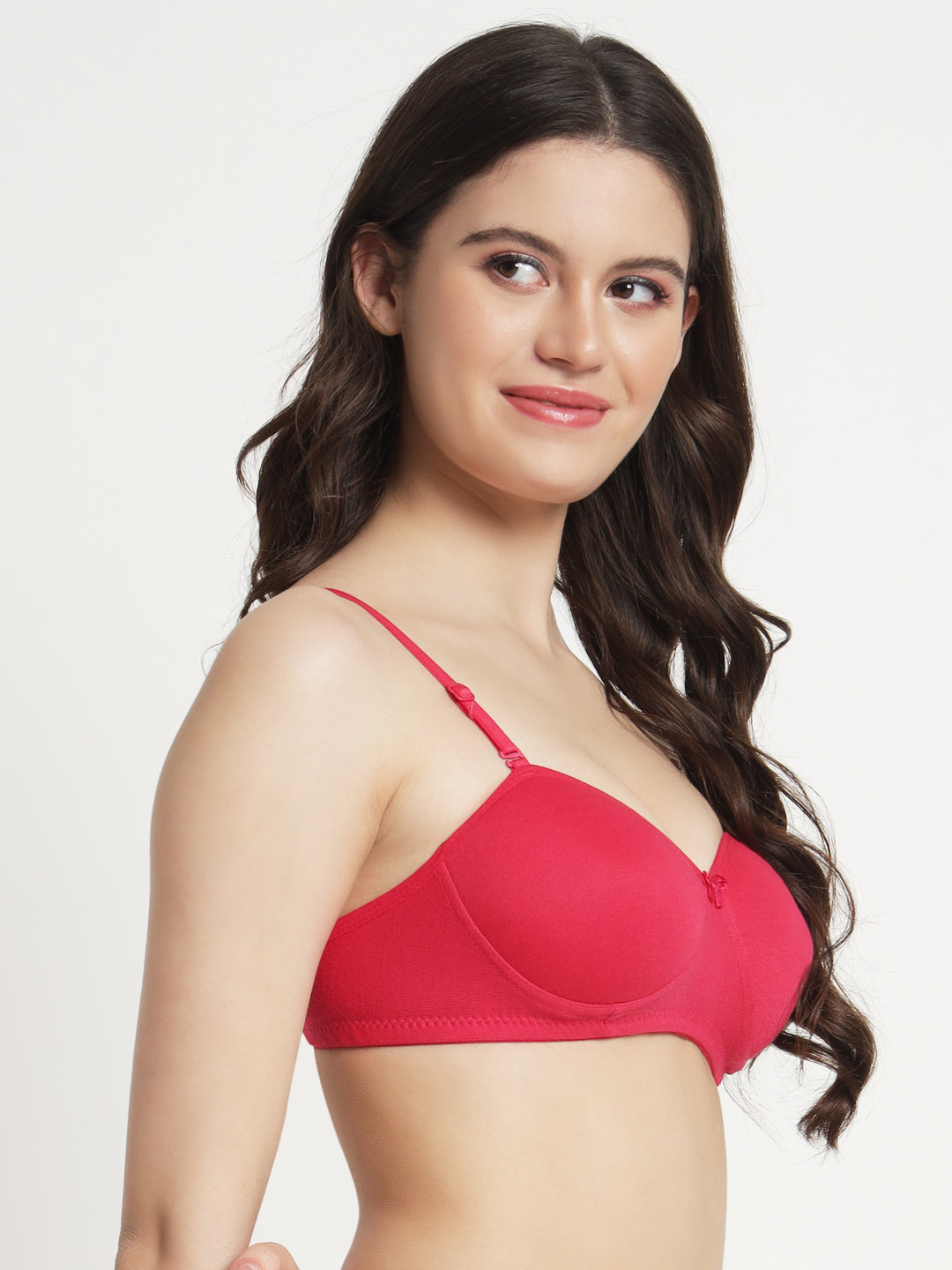 Women’s Lightly Padded Cotton Blend Bra (Pack of 3 – Red, Black & Teal Green)
