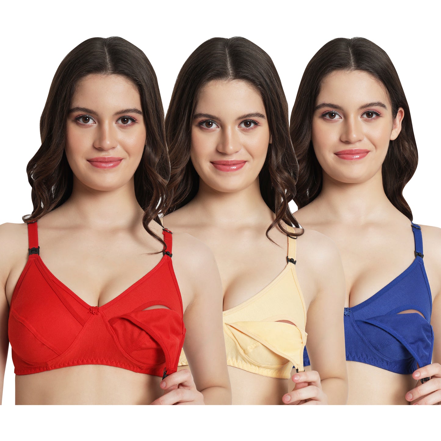 Women’s Cotton Blend Feeding Bra – Non-Padded, Full Coverage Nursing Comfort, Pack of 3