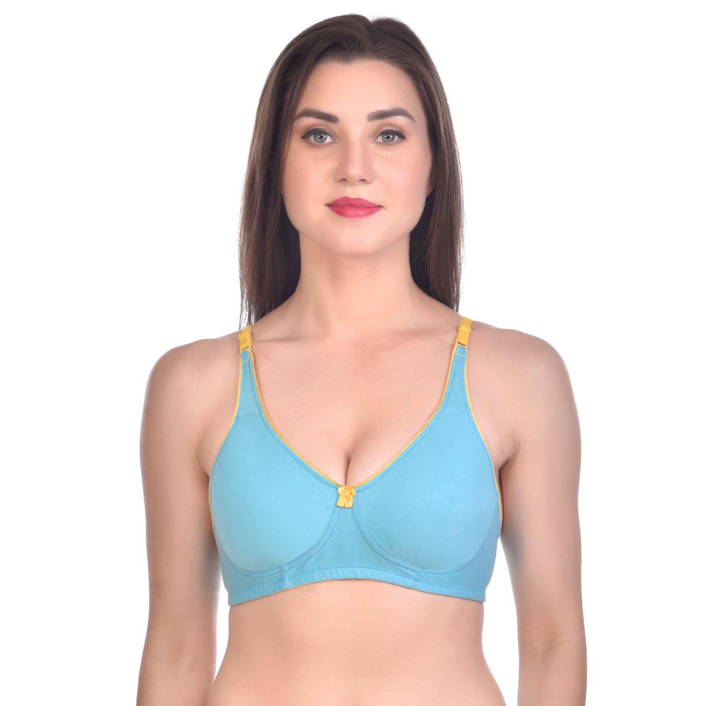 Soft & Lightly Padded Contrast Bra – Wire-Free Support (Pack of 3)