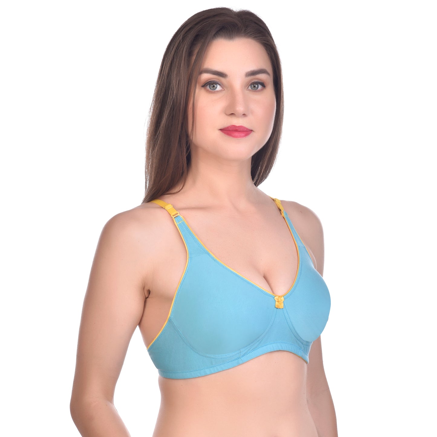 Soft & Lightly Padded Contrast Bra – Wire-Free Support (Pack of 3)