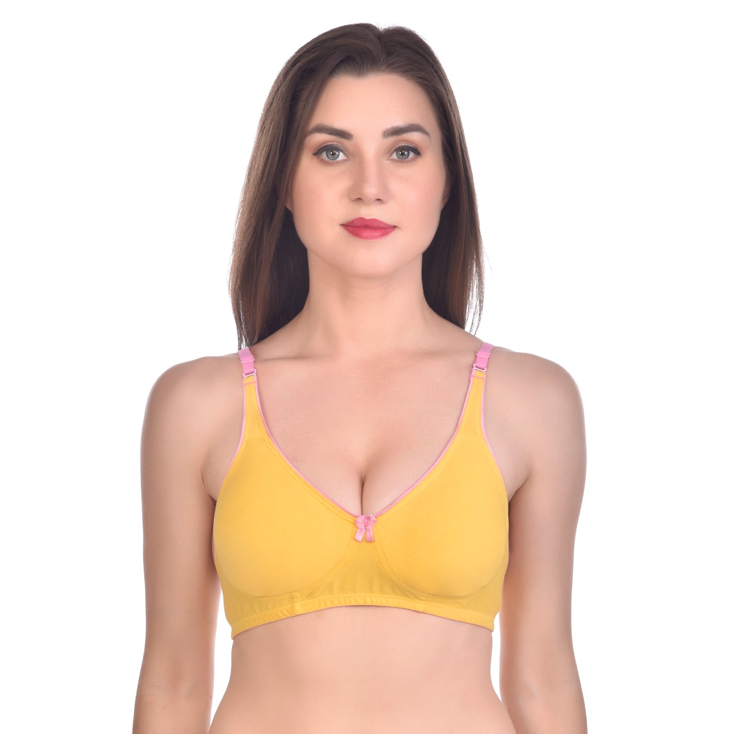 Soft & Lightly Padded Contrast Bra – Wire-Free Support (Pack of 3)