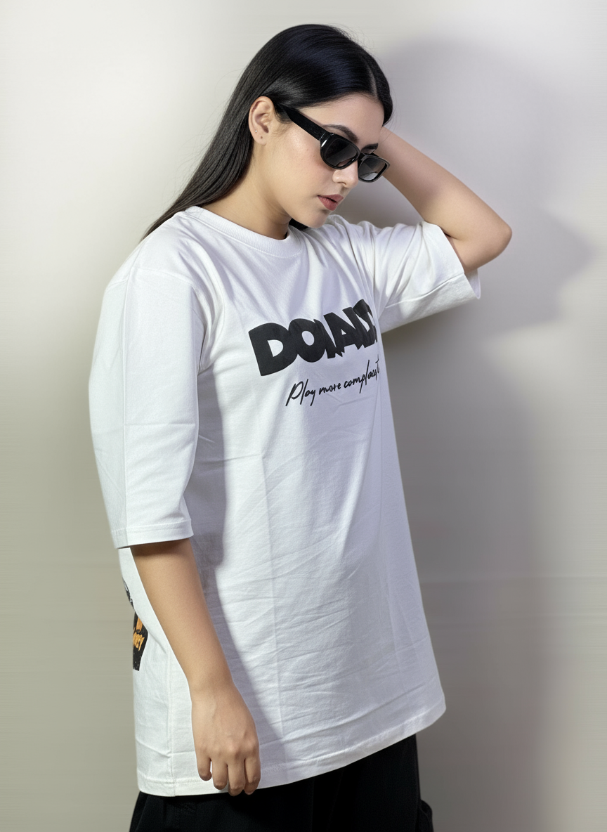Donald Play More Complication T-Shirt Women | 240 GSM Oversized